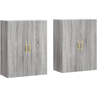 vidaXL Wandmontierte Schränke Badezimmer Schrank Seitenschrank 2 Stk Grau Sonoma - Sideboard vidaXL Wandmontierte Schränke Badezimmer Schrank Seitenschrank 2 Stk Grau Sonoma - Sideboard