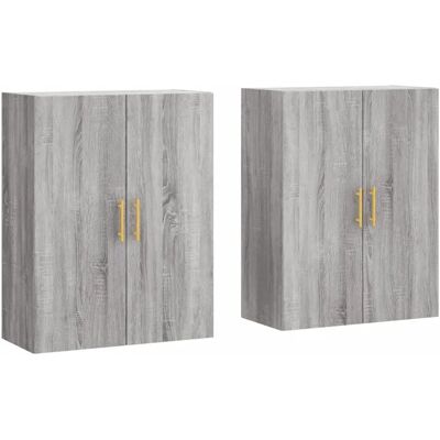 vidaXL Wandmontierte Schränke Grau Sonoma 2 Stück - Wohnzimmer Sideboard vidaXL Wandmontierte Schränke Grau Sonoma 2 Stück - Wohnzimmer Sideboard