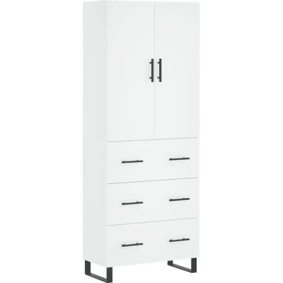vidaXL Hochschrank Weiß 3 Schubladen - Wohnzimmer Vitrine vidaXL Hochschrank Weiß 3 Schubladen - Wohnzimmer Vitrine