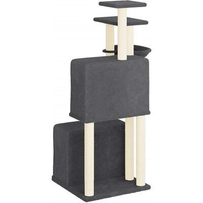 vidaXL Cat tree with sisal scratching posts and 2 houses 122 cm - dark grey (172054) vidaXL Cat tree with sisal scratching posts and 2 houses 122 cm - dark grey (172054)