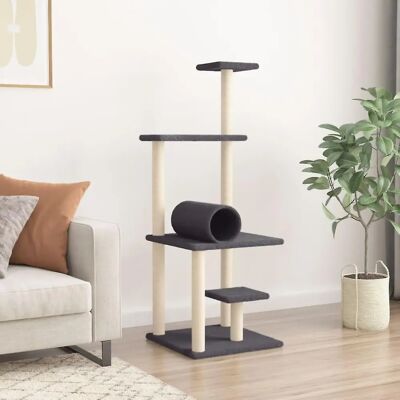 vidaXL Cat tree with sisal scratching posts 136 cm - dark grey (172093) vidaXL Cat tree with sisal scratching posts 136 cm - dark grey (172093)