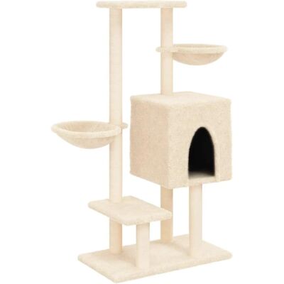 vidaXL Cat tree with sisal scratching posts 117 cm - cream (172118) vidaXL Cat tree with sisal scratching posts 117 cm - cream (172118)