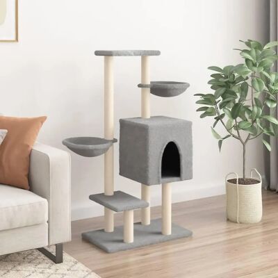 vidaXL Cat tree with sisal scratching posts 117 cm - light grey vidaXL Cat tree with sisal scratching posts 117 cm - light grey