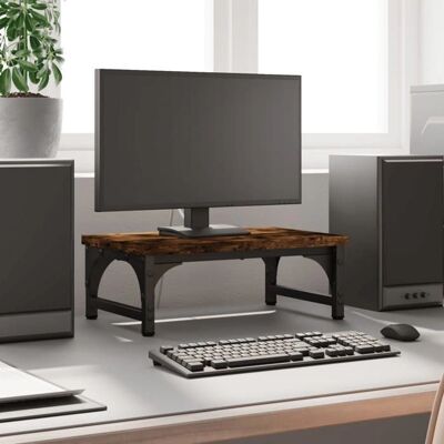 vidaXL Rauch Eiche Monitorständer 37x23x14 cm - Monitorständer vidaXL Rauch Eiche Monitorständer 37x23x14 cm - Monitorständer
