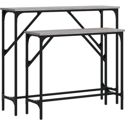 vidaXL 834143 graues Sonoma Konsole 2 Stück - Beistelltisch, Wohnzimmer vidaXL 834143 graues Sonoma Konsole 2 Stück - Beistelltisch, Wohnzimmer