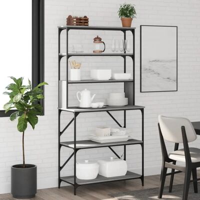 vidaXL Harmaa Sonoma 6-kerroksinen Keittiöhylly - Keittiöhylly vidaXL Harmaa Sonoma 6-kerroksinen Keittiöhylly - Keittiöhylly