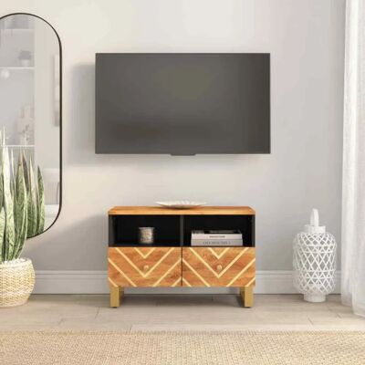 vidaXL TV-Schrank - Massives Mangoholz - Braun und Schwarz - 70x33,5x46 cm vidaXL TV-Schrank - Massives Mangoholz - Braun und Schwarz - 70x33,5x46 cm
