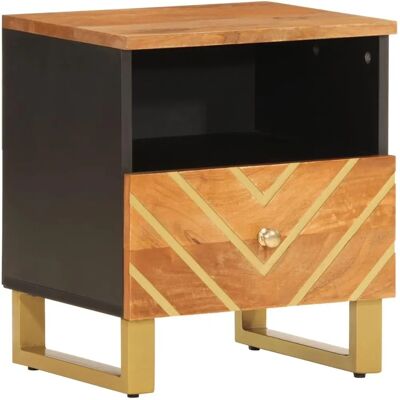 vidaXL Nachttisch - Massives Mango-Holz - Braun und Schwarz vidaXL Nachttisch - Massives Mango-Holz - Braun und Schwarz