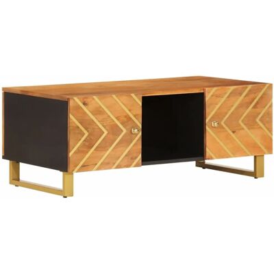 vidaXL Couchtisch Braun und Schwarz Massives Mangoholz - Beistelltisch vidaXL Couchtisch Braun und Schwarz Massives Mangoholz - Beistelltisch