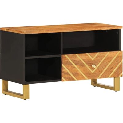 vidaXL TV-Schrank - Massives Mangoholz Fernsehtisch Braun und Schwarz vidaXL TV-Schrank - Massives Mangoholz Fernsehtisch Braun und Schwarz