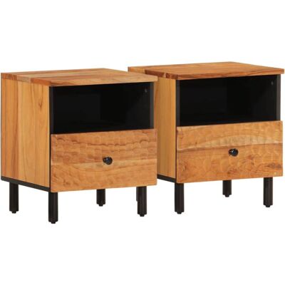 vidaXL Nuits - 2 pcs - Bois d'acacia massif - Naturel - Table de nuit - Publicité vidaXL Nuits - 2 pcs - Bois d'acacia massif - Naturel - Table de nuit - Publicité