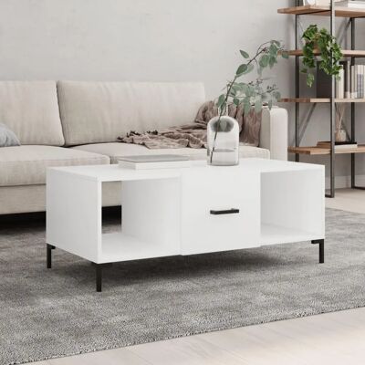 vidaXL Weiße Holzverbund-Couchtisch mit Stauraum - Beistelltisch vidaXL Weiße Holzverbund-Couchtisch mit Stauraum - Beistelltisch