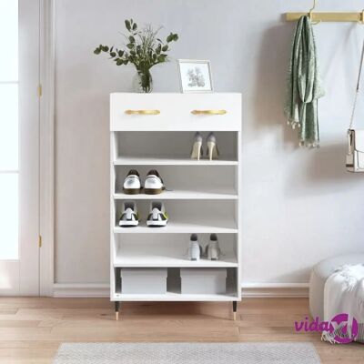 vidaXL Weißer Schuhschrank 60x35x105 cm Holzwerkstoff - Schuhaufbewahrung vidaXL Weißer Schuhschrank 60x35x105 cm Holzwerkstoff - Schuhaufbewahrung