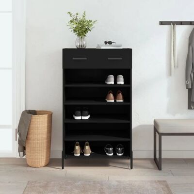 vidaXL Schwarzer Schuhschrank 60x35x105 cm - Schuhaufbewahrung vidaXL Schwarzer Schuhschrank 60x35x105 cm - Schuhaufbewahrung