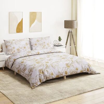 vidaXL Bettwäsche Set Weiß und Braun 200x200 cm Baumwolle vidaXL Bettwäsche Set Weiß und Braun 200x200 cm Baumwolle