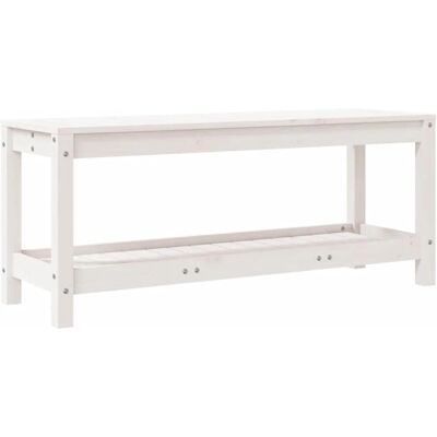 vidaXL Gartenbank Weiß 108x35x45 cm Massives Kiefernholz - Gartenbank vidaXL Gartenbank Weiß 108x35x45 cm Massives Kiefernholz - Gartenbank