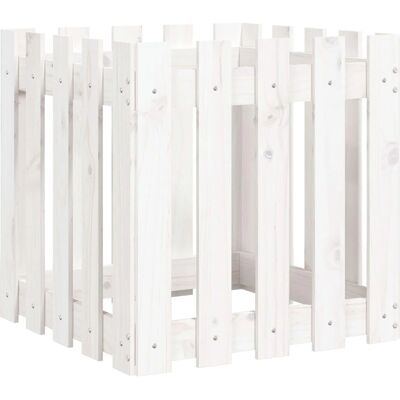 vidaXL Tuinplantbak Wit 50x50x50 cm Picket Fence Massief Dennenhout vidaXL Tuinplantbak Wit 50x50x50 cm Picket Fence Massief Dennenhout