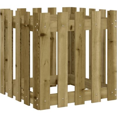 vidaXL Gartenbeet mit Zaundesign - 50x50x50 cm - Braun vidaXL Gartenbeet mit Zaundesign - 50x50x50 cm - Braun