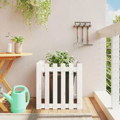 vidaXL Gartenblumenkübel mit Zaun-Design Weiß vidaXL Gartenblumenkübel mit Zaun-Design Weiß