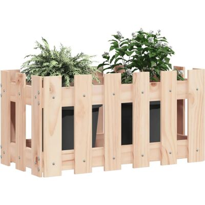 vidaXL Gartensämling mit Zaun-Design - 60x30x30 cm - Massives Kiefernholz vidaXL Gartensämling mit Zaun-Design - 60x30x30 cm - Massives Kiefernholz
