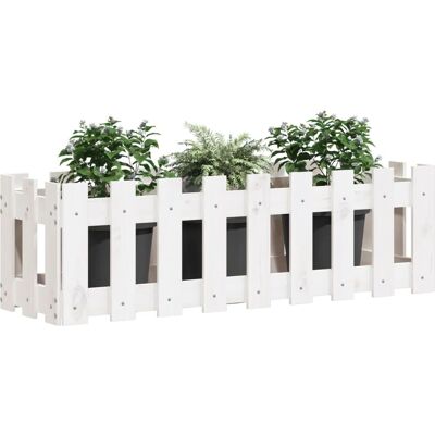 vidaXL Weiße Hochbeet mit Zaun - 100x30x30 cm Gartenbeet vidaXL Weiße Hochbeet mit Zaun - 100x30x30 cm Gartenbeet
