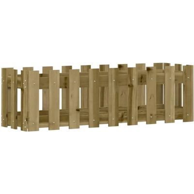 vidaXL Raised bed picket fence design 100x30x30 cm Impregnated pine wood Brown - Raised Garden Bed vidaXL Raised bed picket fence design 100x30x30 cm Impregnated pine wood Brown - Raised Garden Bed