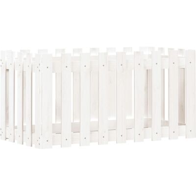 vidaXL Verhoogd Bed met Picket Fence Wit 100x50x50 cm - Raised Bed vidaXL Verhoogd Bed met Picket Fence Wit 100x50x50 cm - Raised Bed