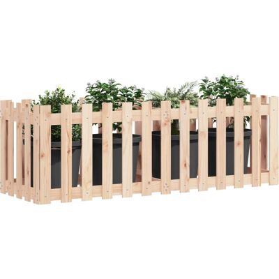vidaXL Hochbeet mit Zaun 150x50x50 cm Massives Kiefernholz vidaXL Hochbeet mit Zaun 150x50x50 cm Massives Kiefernholz