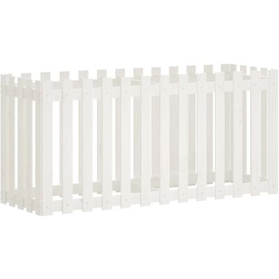 vidaXL Hochbeet mit Zaun - Weiß 150x50x70 cm - Gartenbeet vidaXL Hochbeet mit Zaun - Weiß 150x50x70 cm - Gartenbeet