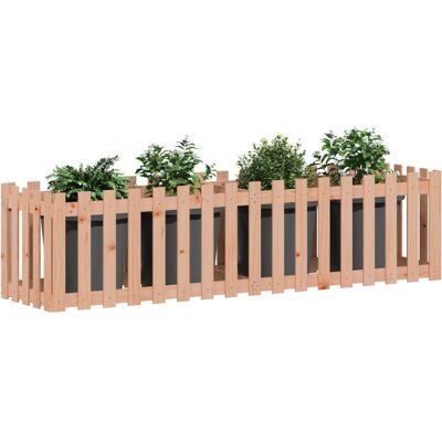 vidaXL Gartenhochbeet mit Zaun - 200x50x50 cm - Braun vidaXL Gartenhochbeet mit Zaun - 200x50x50 cm - Braun