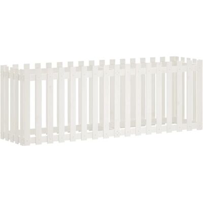 vidaXL White Pine Garden Raised Bed with Fence - 200x50x70 cm vidaXL White Pine Garden Raised Bed with Fence - 200x50x70 cm