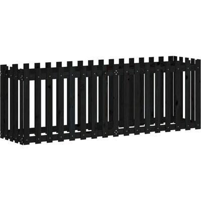 vidaXL Hochbeet mit Zaun - Schwarz, 200x50x70cm vidaXL Hochbeet mit Zaun - Schwarz, 200x50x70cm