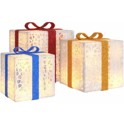 vidaXL Leuchtende Weihnachtsgeschenkboxen - 3 Stück, 64 LEDs, Warmweiß vidaXL Leuchtende Weihnachtsgeschenkboxen - 3 Stück, 64 LEDs, Warmweiß