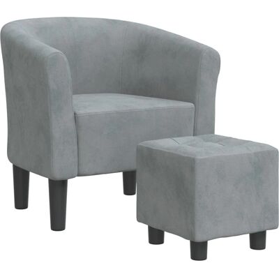 Fauteuil avec Pouf en Velours Gris Foncé - VidaXL - Publicité Fauteuil avec Pouf en Velours Gris Foncé - VidaXL - Publicité