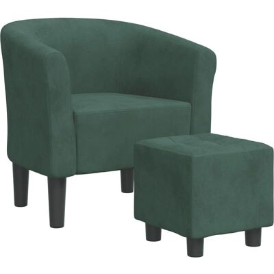 Chaise longue velours vert foncé avec repose-pieds VidaXL - Publicité Chaise longue velours vert foncé avec repose-pieds VidaXL - Publicité