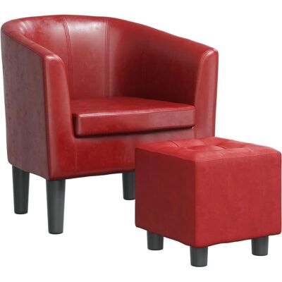 Fauteuil cube VidaXL avec repose-pieds - Cuir synthétique rouge - Publicité Fauteuil cube VidaXL avec repose-pieds - Cuir synthétique rouge - Publicité