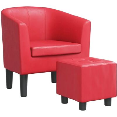 vidaXL Sessel mit Hocker - Moderner Kunstleder Rot vidaXL Sessel mit Hocker - Moderner Kunstleder Rot