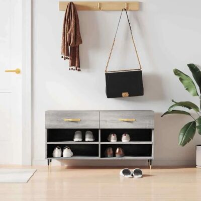 vidaXL Sonoma Grau Schuhbank - Schuhschrank - 102x35x55 cm vidaXL Sonoma Grau Schuhbank - Schuhschrank - 102x35x55 cm