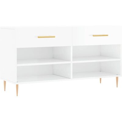 vidaXL Banc à chaussures blanc brillant 102x35x55 cm Bois d'ingénierie - Publicité vidaXL Banc à chaussures blanc brillant 102x35x55 cm Bois d'ingénierie - Publicité