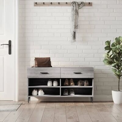 vidaXL 102x35x55 cm Grijze Sonoma schoenenbank - Schoenopslag vidaXL 102x35x55 cm Grijze Sonoma schoenenbank - Schoenopslag
