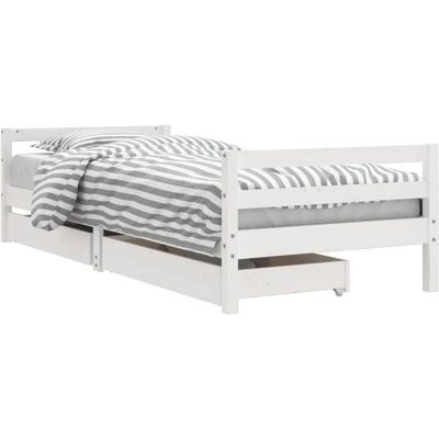 vidaXL Lasten sängyn runko puusta ja laatikoilla - Lastensänky - Valkoinen - 80x200cm vidaXL Lasten sängyn runko puusta ja laatikoilla - Lastensänky - Valkoinen - 80x200cm