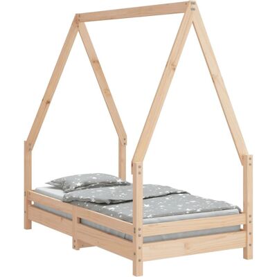 vidaXL Kinderbett aus Holz - Hausform - 70x140 cm - Massives Kiefernholz vidaXL Kinderbett aus Holz - Hausform - 70x140 cm - Massives Kiefernholz