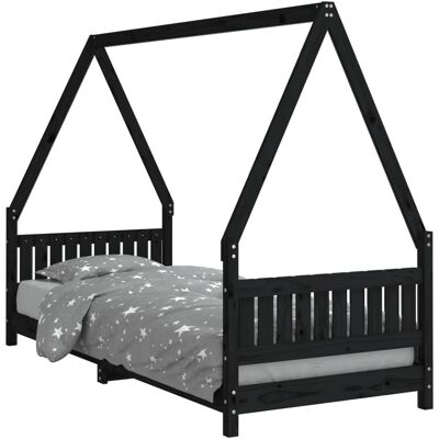 Structure de lit enfant vidaXL Noir 80x200 cm Bois de pin massif - Lit pour enfants - Publicité Structure de lit enfant vidaXL Noir 80x200 cm Bois de pin massif - Lit pour enfants - Publicité