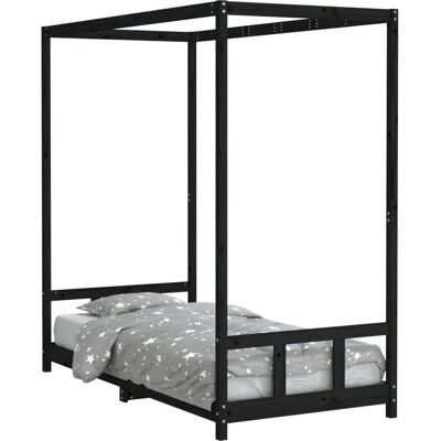 vidaXL Kinderbettgestell Schwarz 90x190 cm Massives Kiefernholz - Kinderbettgestell vidaXL Kinderbettgestell Schwarz 90x190 cm Massives Kiefernholz - Kinderbettgestell