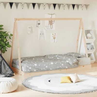 vidaXL Kinderbett 90x200 cm Massives Kiefernholz - Holz Bettgestell für Kinder vidaXL Kinderbett 90x200 cm Massives Kiefernholz - Holz Bettgestell für Kinder