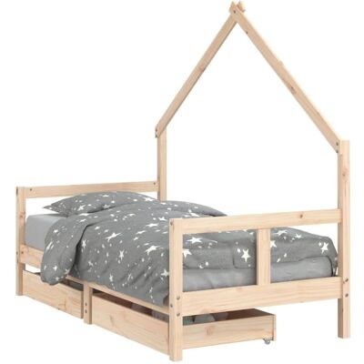 Maisonchic Kids Bed with Drawers - Pine Wood 80x160cm Maisonchic Kids Bed with Drawers - Pine Wood 80x160cm