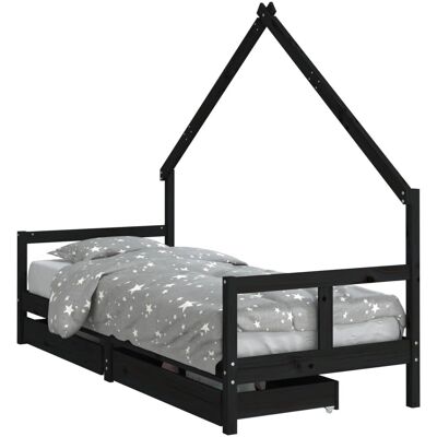vidaXL Kinderbett mit Schubladen Schwarz 80x200 cm - Kinderbett vidaXL Kinderbett mit Schubladen Schwarz 80x200 cm - Kinderbett