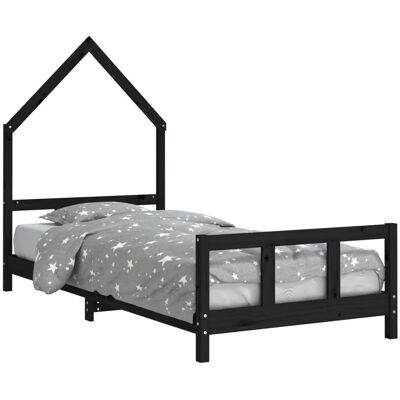 vidaXL Kinderbett Schwarz 90x190 cm Massiv Kiefer - Kinderbett vidaXL Kinderbett Schwarz 90x190 cm Massiv Kiefer - Kinderbett