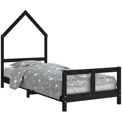 vidaXL Kinderbettrahmen Schwarz Massivkiefer - Kinderbett vidaXL Kinderbettrahmen Schwarz Massivkiefer - Kinderbett