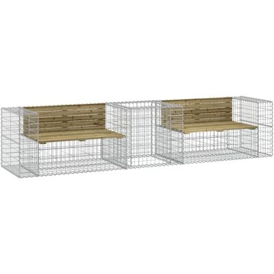 vidaXL Gartensitzbank Dunkelbraun mit Gabionenkorb - Gartenmöbel vidaXL Gartensitzbank Dunkelbraun mit Gabionenkorb - Gartenmöbel